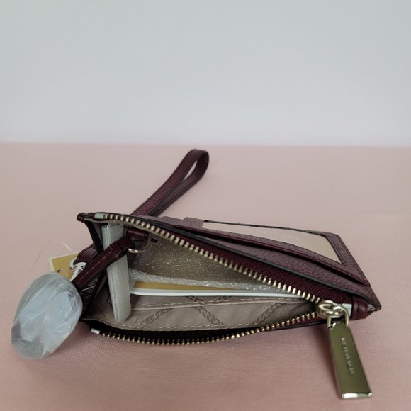 MICHAEL KORS Small Top-Zip Coin Pouch with ID Holder Pebbled Leather-Merlot⭐$69 - Picture 12 of 16